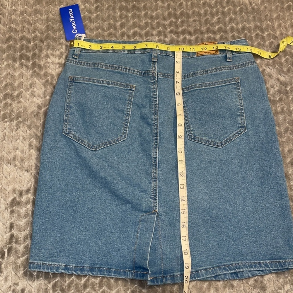 NWT Chou Tayou Blue Denim Skirt Size Large.  Mini‎ Skirt. - Picture 5 of 5